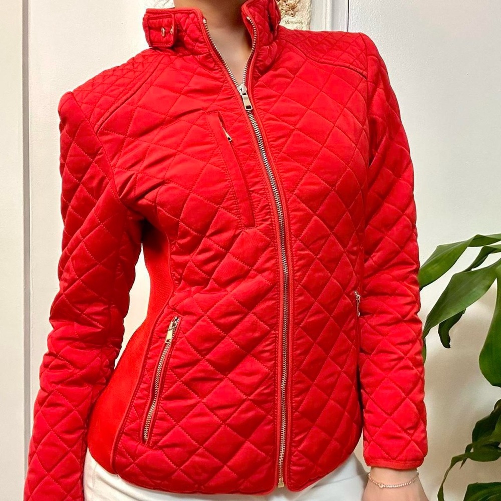 Zara Quilted Puffer-Styled Jacket Red Size Small